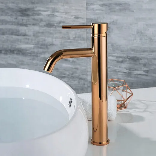Смеситель для умывальника Rea Lungo Rose Gold REA-B6321 розовое золото