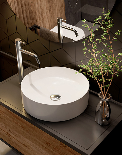 AQM5007 Раковина настольная AQUAme отдельностоящая круглая. 400x400x120