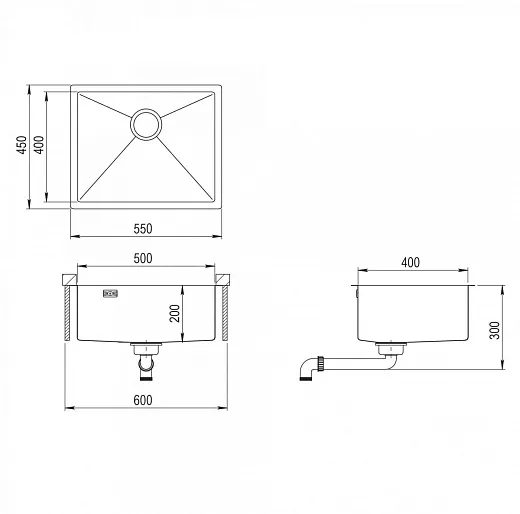 Мойка кухонная AquaSanita Steel DER 100 L-T graphite