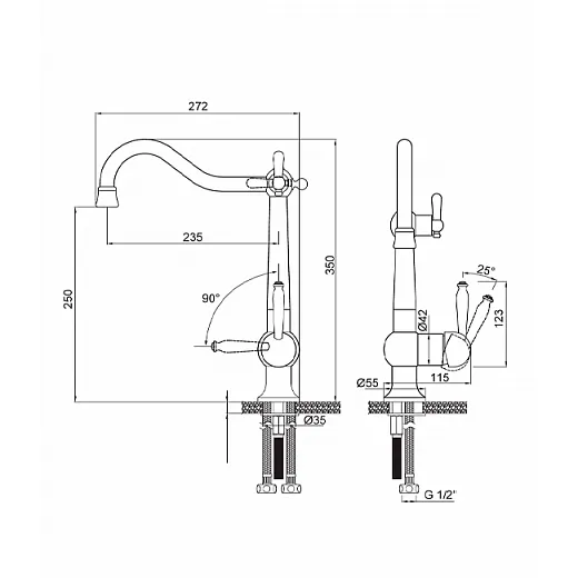 Смеситель PAULMARK RETRO Re213226-BR, (бронза)