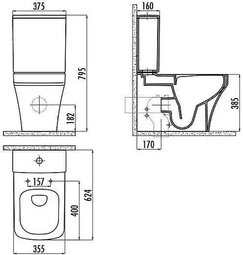 Унитаз-компакт Creavit Solo SET0031.002 35,3x51 безободковый белый SoftClose