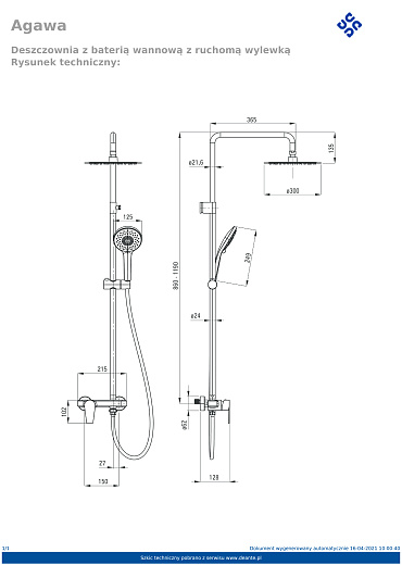 Душевая стойка Deante Agawa NAC_01QG хром