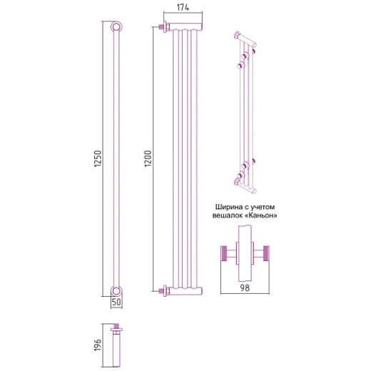 Полотенцесушитель водяной Сунержа Хорда, 1200x200, цвет золото, 03-4124-1200