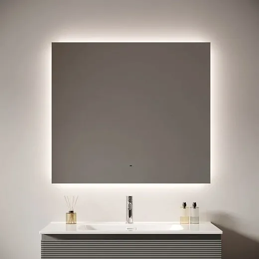 Зеркало Sancos Square 2.0 SQ2.900, 90 x 70 см, с подсветкой, c сенсорным выключателем, цвет белый