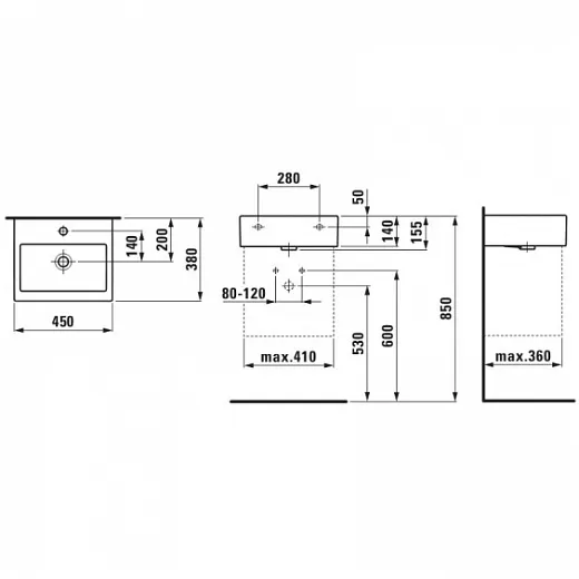 Умывальник мини Laufen Living City 815432 45x38