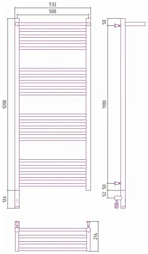 Полотенцесушитель электрический Сунержа Богема 3.0 1200x500 с полкой, хром, L/R