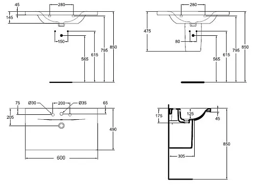 Раковина Ideal Standard Connect new E812901 (60 см)