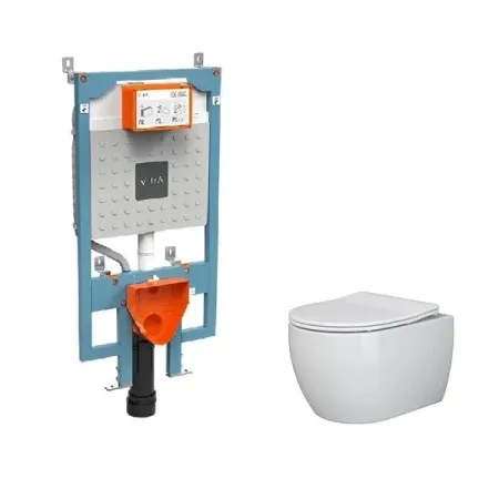 Инсталляция Vitra V-Fix Prime, с безободковым унитазом Ceramicanova Play Rimless, сиденье микролифт, 768-5800-01/CN3001, сантехфарфор