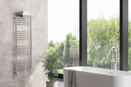 Полотенцесушитель электрический Сунержа Богема 3.0 1200 x 400 с полкой, ширина 43.2 см, высота 132.4 см, хром, L/R