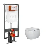 Инсталляция Vitra, с безободковым унитазом Ceramicanova Play Rimless, сиденье микролифт, 748-5800-01/CN3001, сантехфарфор
