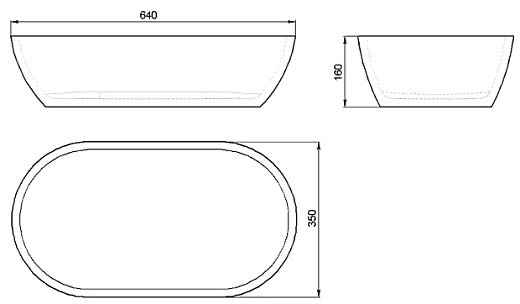 Раковина Holbi Mercury, 64x35, из Solid Surface