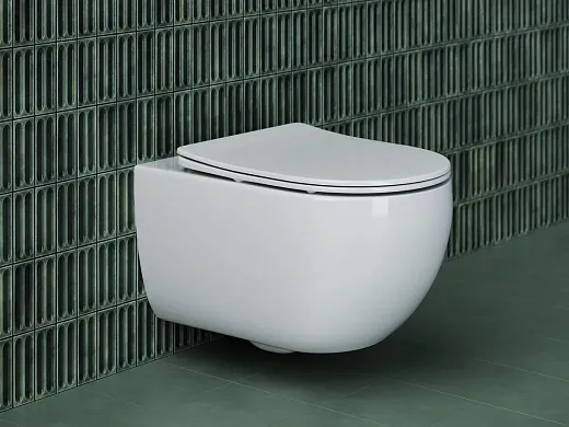Подвесной унитаз Ceramicanova Long Rimless, безободковый, крышка микролифт, белый, CN3015