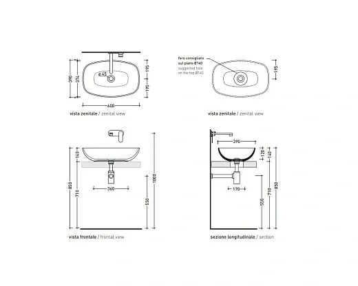 Умывальник Flaminia ND60A 60x39 белый