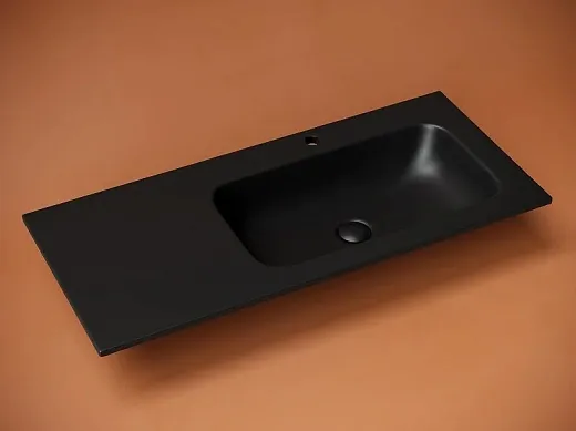 Раковина Ceramicanova Grace CN7015MB/CN7014MB, 101 см, сантехфарфор, чаша слева/справа, черная матовая