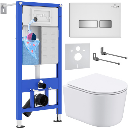 Комплект инсталляции с унитазом 6 в 1 Roxen StounFix Dual Fresh 964407 (состоит из: 710200, Glass 430280W, 530120-01) Комплект инсталляции с унитазом 6 в 1 Roxen StounFix Dual Fresh 964407 (состоит из: 710200, Glass 430280W, 530120-01)