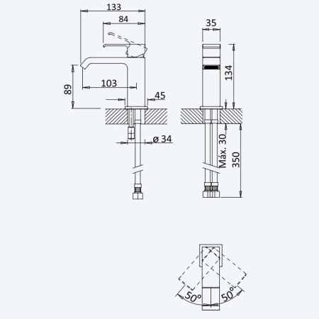 Смеситель для умывальника Bruma Linea 1820101NS Night Sky черный матовый