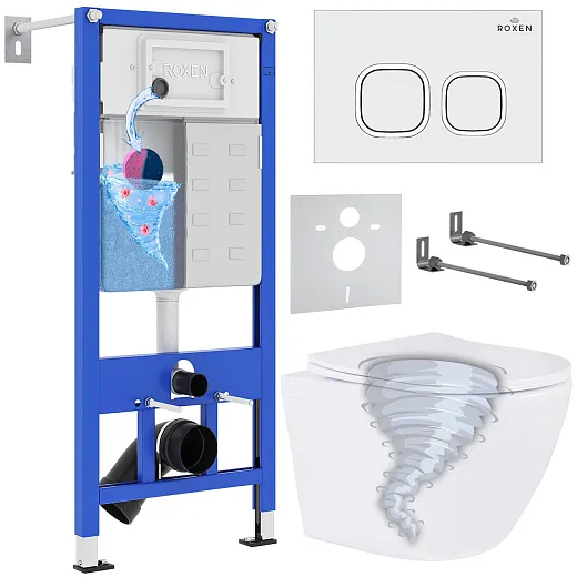 Комплект инсталляции с унитазом 6 в 1 Roxen StounFix Dual Fresh 968358 (состоит из: 710200, Santi 410280W, 530205-01)