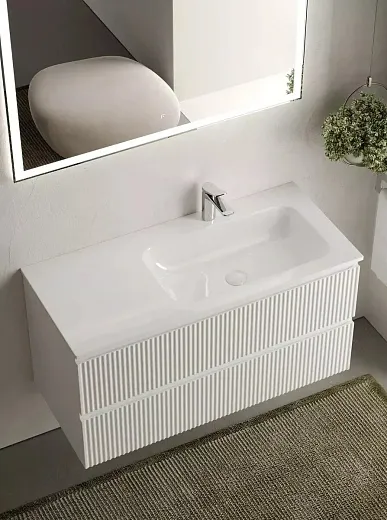 Тумба под раковину Sancos Snob R 100 см подвесная, правая, Bianco, SNR100RW