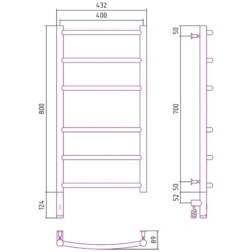 Полотенцесушитель электрический Сунержа Галант 3.0, высота 80 см, ширина 40 см, диммер слева/справа, цвет шампань, 020-5800-8040/020-5801-8040