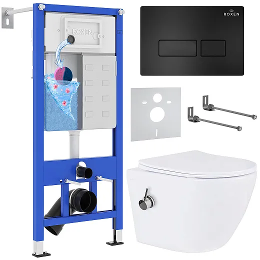 Комплект инсталляции с унитазом 6 в 1 Roxen StounFix Dual Fresh 958156 (состоит из: 710200, Caspia 410280В, 530185-01Х)
