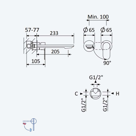Смеситель для умывальника Bruma Coral 1948400NS Night Sky черный матовый