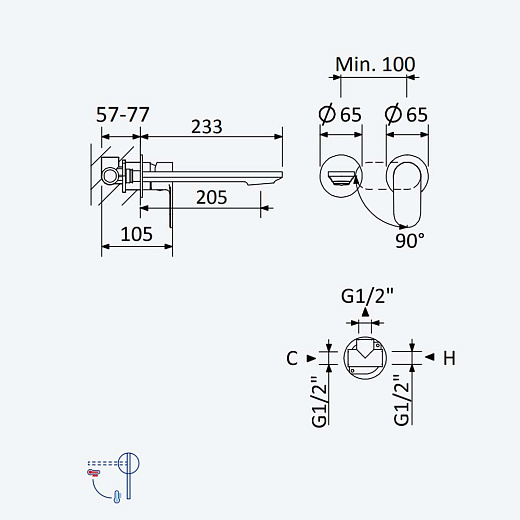 Смеситель для умывальника Bruma Coral 1948400NS Night Sky черный матовый