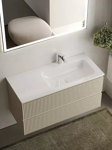 Тумба под раковину Sancos Snob R 100 см подвесная, правая, Beige Soft, SNR100RCE
