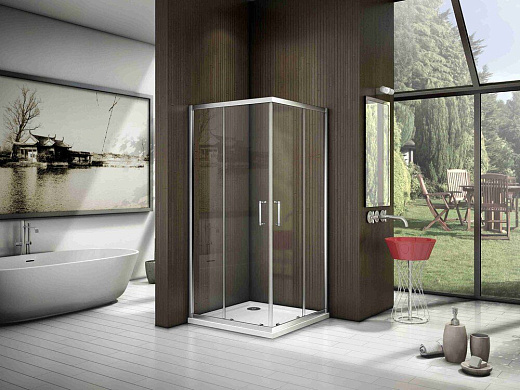 Душевой уголок Good Door Latte CR -100-C-WE, 100 х 100 х 185 см, стекло прозрачное, белый, ЛА00007