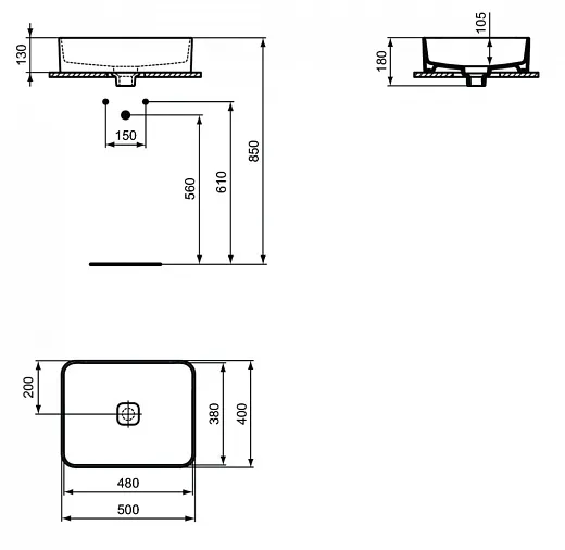 Умывальник Ideal Standard Strada II Vessel 50см белый, T296701