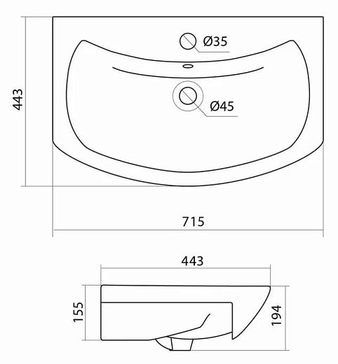 Тумба подвесная Volna Joli 70.1Y под умывальник Балтика белая