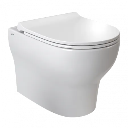 Подвесной унитаз безободковый Vitra Zentrum Round SmoothFlush  (укороченный 50 см) без сиденья, белый, санитарный фарфор, антибактериальное покрытие Hygiene 7786B003-0075