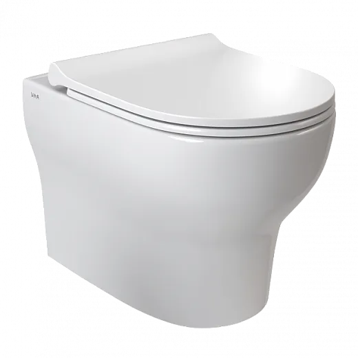 Подвесной унитаз безободковый Vitra Zentrum Round SmoothFlush  (укороченный 50 см) без сиденья, белый, санитарный фарфор, антибактериальное покрытие Hygiene 7786B003-0075