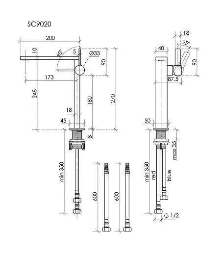 Смеситель для раковины Sancos Linn SC9020BN, PVD никель брашированный
