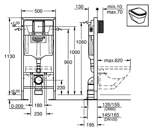Система инсталляции для унитазов Grohe Rapid SL 38584001 усиленная