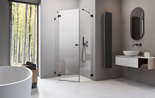 Душевая дверь Radaway Essenza Pro Black PTJ L, 57 х 200 см, стекло прозрачное, профиль черный, левая, 10100000-54-01L