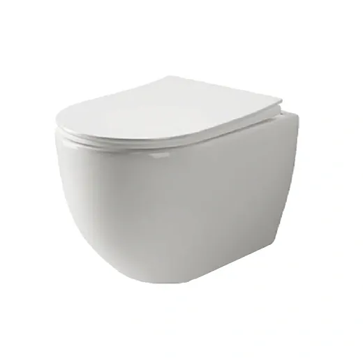 Подвесной унитаз Ceramicanova Mia Rimless с ультра-тонким сиденьем с микролифтом, безободковый, сантехфарфор, CN1805
