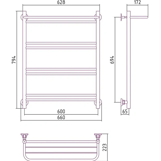 Полотенцесушитель водяной Стилье Версия-Н1, 60/80, 800x600, цвет черный, 17621-8060 Полотенцесушитель водяной Стилье Версия-Н1, 60/80, 800x600, цвет черный, 17621-8060