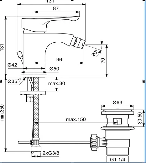 Смеситель для биде Ideal Standard DOT 2.0 BC324AA