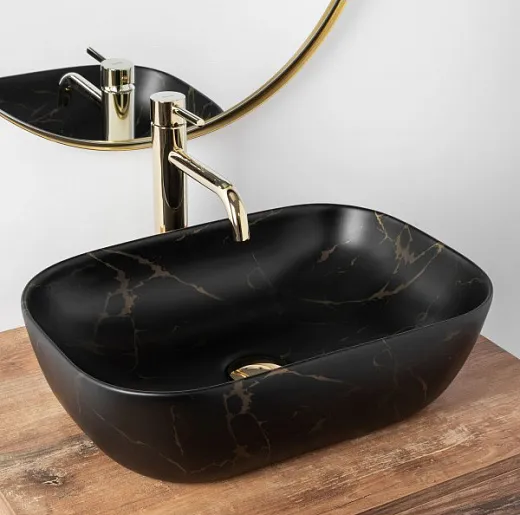 Умывальник Rea Belinda Black Marble Matt 46.5х33,5, REA-U8908