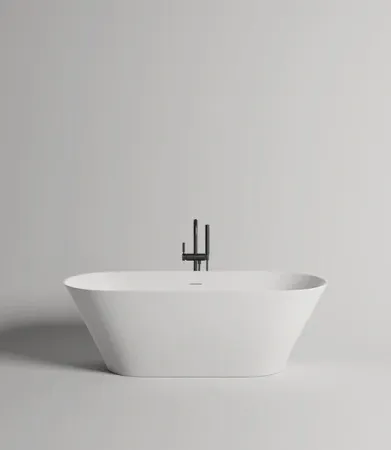 Ванна Salini Mona 102921MF, 179 х 80 см, из искусственного камня S-Stone, цвет белый матовый, покраска по RAL полностью