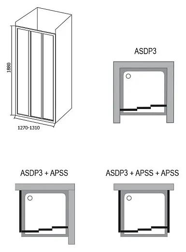 Душевая дверь в нишу Ravak ASDP3-120 Transparent, профиль белый