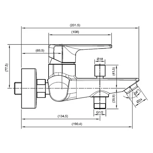 Смеситель для ванны Villeroy&Boch Subway 2.0, однорычажный, TVT10200300061
