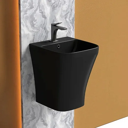 Раковина моноблок Ceramicanova Dion CN6067MB, 36 см, сантехфарфор, цвет черный матовый