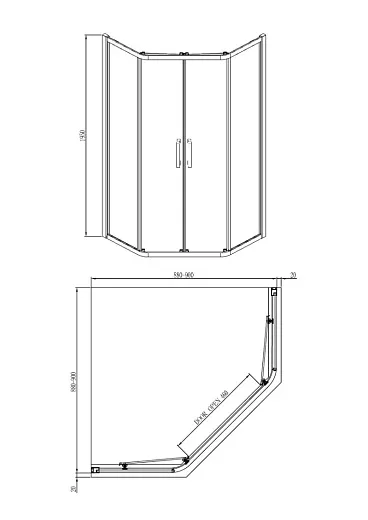 Душевая кабина Гласс лайн пента-90/Glass line penta-90 матовая