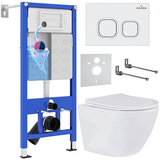 Комплект инсталляции с унитазом 6 в 1 Roxen StounFix Dual Fresh 533395 (состоит из: 710200, Santi 410280W, 530185-01)