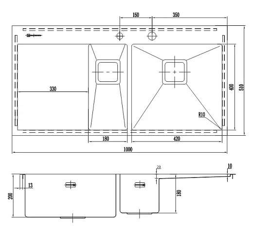 Мойка Omoikiri Akisame 100-2-GM-R, 4973104