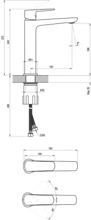 Смеситель для умывальника Ravak без донного клапана 24см LF 014.00CR хром, X070471