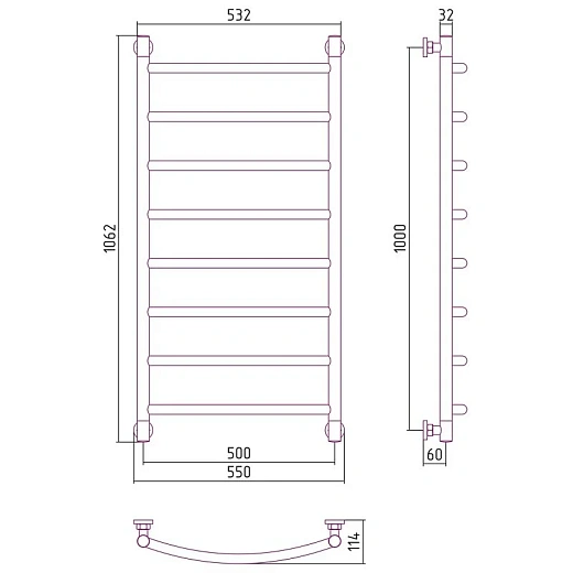 Полотенцесушитель водяной Сунержа Галант+, 1000x500, цвет шампань, 020-0200-1050