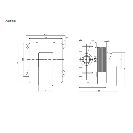 Смеситель для душа AQUAme Savona AQM8807MB матовый чёрный встраиваемый Смеситель для душа AQUAme Savona AQM8807MB матовый чёрный встраиваемый