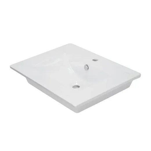 Умывальник мебельный Sanita Luxe встраиваемый в столешницу Quadro 60 ВКС белый, WB.FN/Quadro/60-C/WHT.G/S1